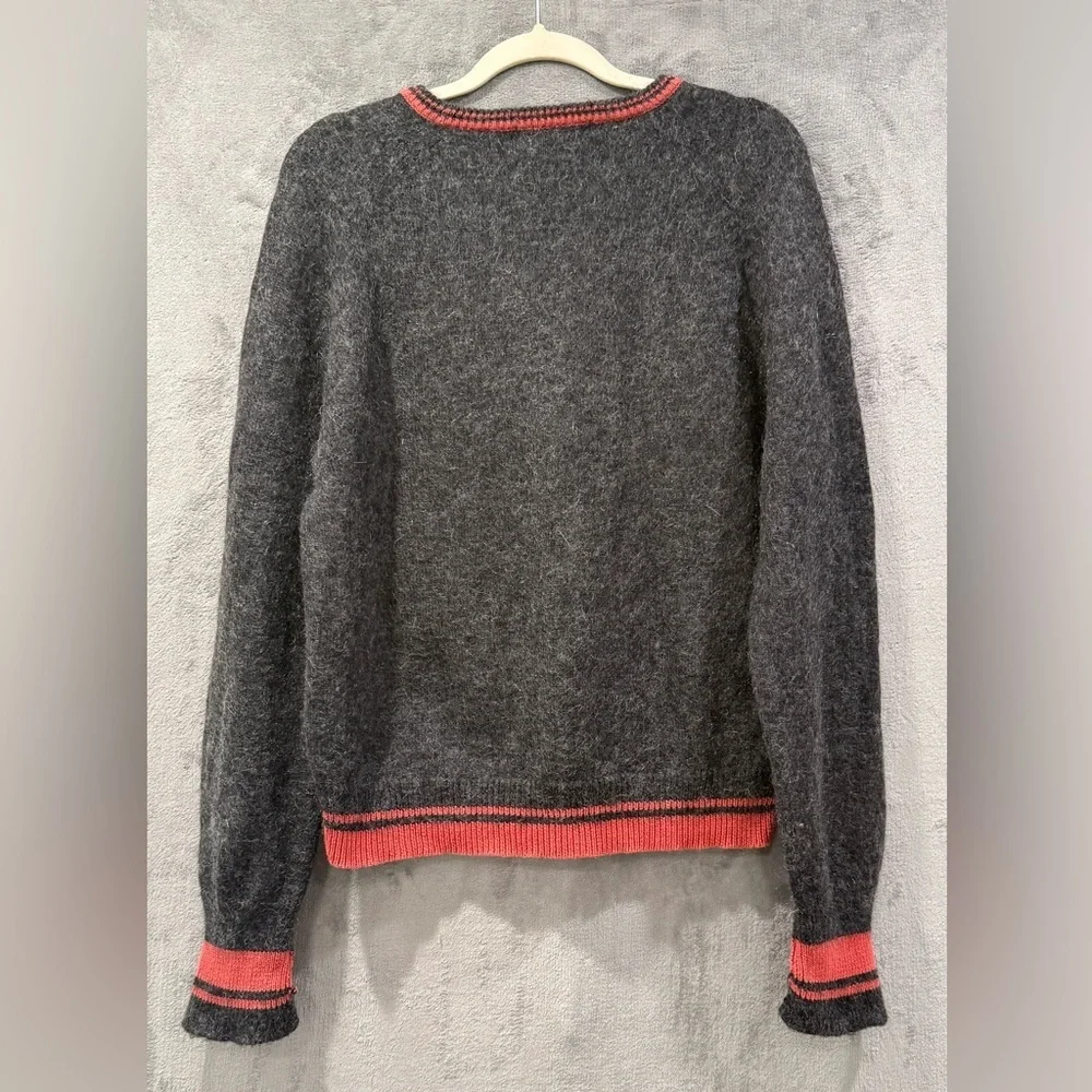 Banana Republic‎ Vintage 90s Mohair Gray Melon Stripe Sweater Size XL